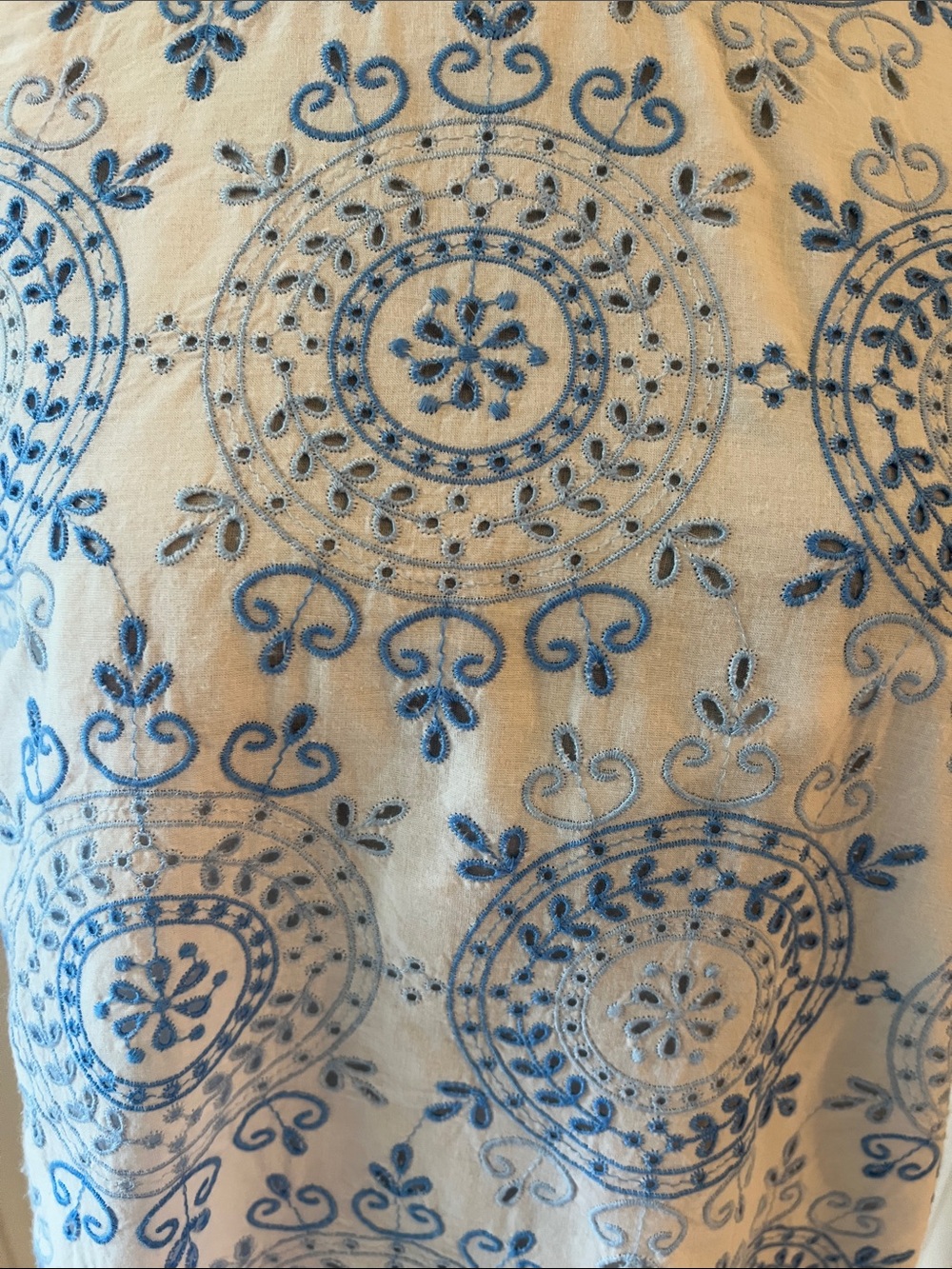 Blue & White Printed Puff-Sleeve Women's Top - Picture 2 of 5